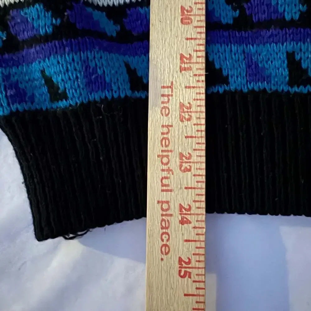 Vintage Todays News Mens Large Geometric Coogie Style Pullover Sweater Blue